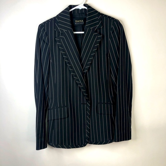 Vintage Dana Buchman black pinstripe oversized suitcoat blazer 4 - Picture 1 of 10